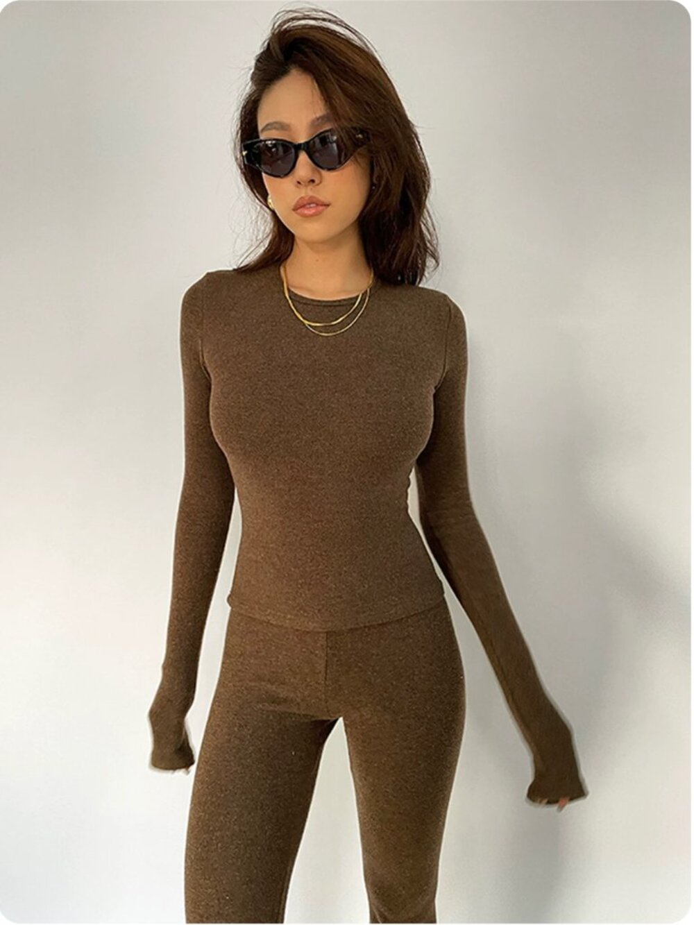 Japanese Luxury Loungewear 2-Piece Brown Buttery Soft Set
